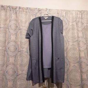 2 tone blue stripe tunic